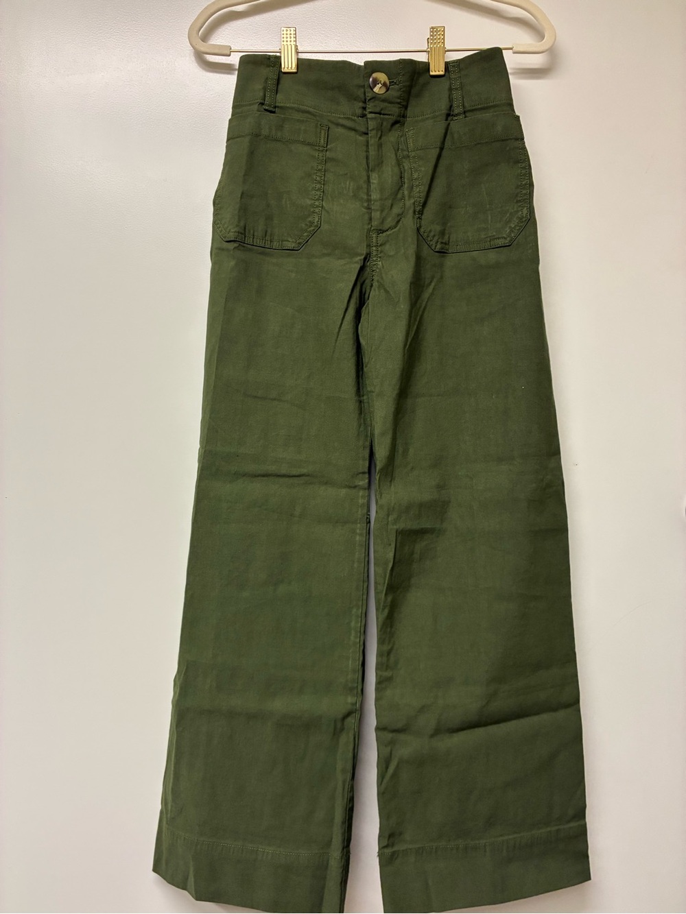 Anthropologie Maeve Olive Holly Green Wide Leg Pants 24